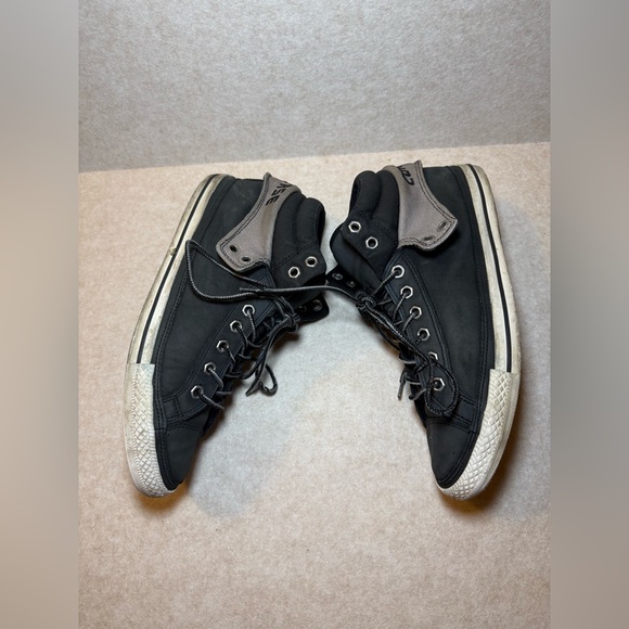 Converse Trainers Fold Down Black Grey Canvas Roll High Tops Men 12 Women 14 - Picture 4 of 9
